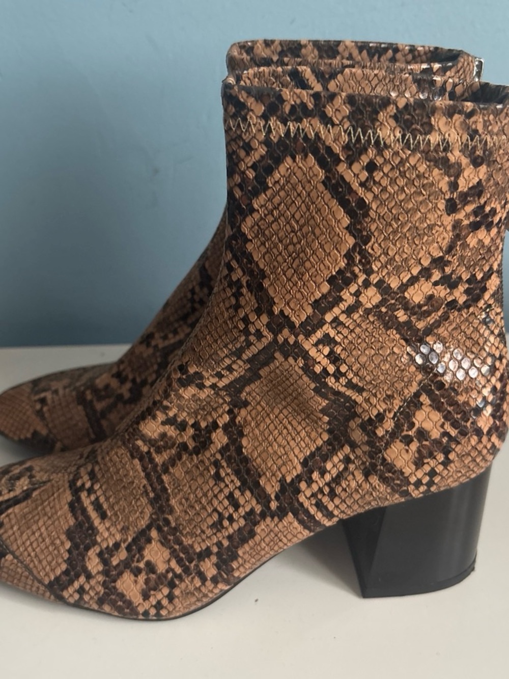 Zara Snake-Print Ankle Boots